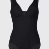Black Textured Swimsuit With Tummy Control 16