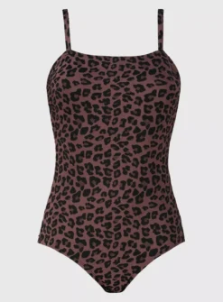 Plum Textured Animal Print Swimsuit - 22 -GlamMode Store tuc140877824 Plum R Z003A