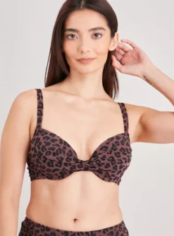 Plum Textured Leopard Print Bikini Top 8 11 Plum Textured Leopard Print Bikini Top 8 -GlamMode Store tuc140878069 Plum R Z001A