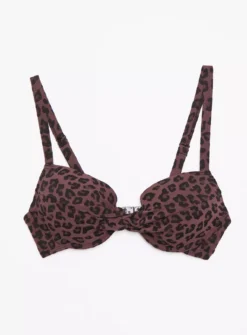 Plum Textured Leopard Print Bikini Top 8 10 Plum Textured Leopard Print Bikini Top 8 -GlamMode Store tuc140878069 Plum R Z002A
