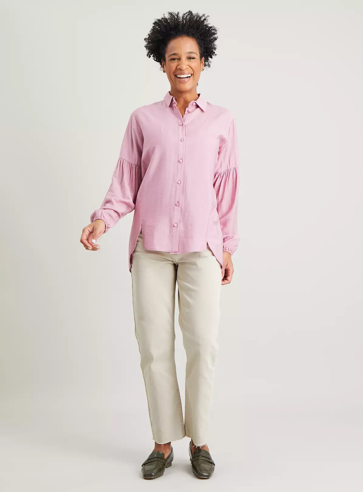 Dusky Pink Balloon Sleeve Longline Shirt - 14 5 Dusky Pink Balloon Sleeve Longline Shirt - 14 - Image 3