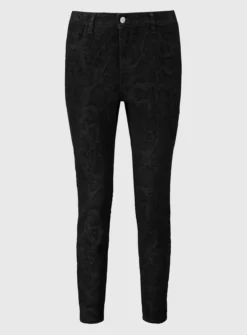 Snake Print Flocked Skinny Jeans - 8S