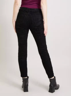 Snake Print Flocked Skinny Jeans - 22R -GlamMode Store tuc141208366 Black R Z002A