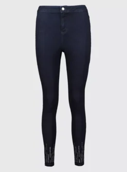 Dark Denim High Waisted Embellished Skinny Jeans - 8R -GlamMode Store tuc141394082 Mid20Denim R Z005A