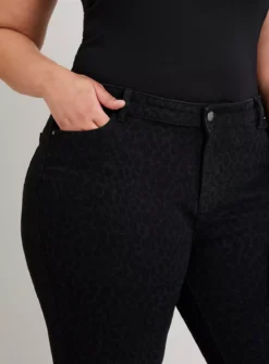 Charcoal Grey Animal Print Skinny Jeans - 12R