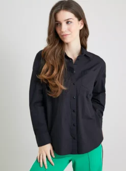 Black Oversized Poplin Shirt - 16