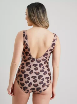Brown Animal Print Swimsuit With Tummy Control - 6 -GlamMode Store tuc141974503 Brown R Z004A