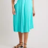 Blue Jersey Pleated Textured Skirt - 16 -GlamMode Store tuc142054928 Blue R Z001A