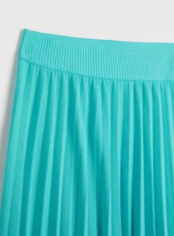 Blue Jersey Pleated Textured Skirt - 16 -GlamMode Store tuc142054928 Blue R Z004A