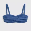Blue Textured Bandeau Twist Bikini Top 20