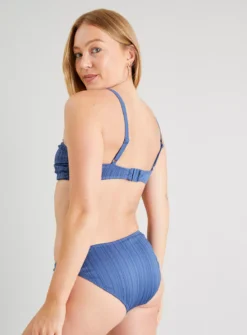 Blue Textured Bandeau Twist Bikini Top 20 -GlamMode Store tuc142159201 Blue R Z006A