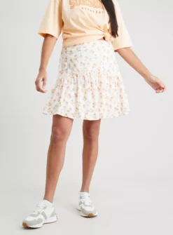 White & Orange Prairie Ruffle Skirt - 16 -GlamMode Store tuc142162195 White R Z001A