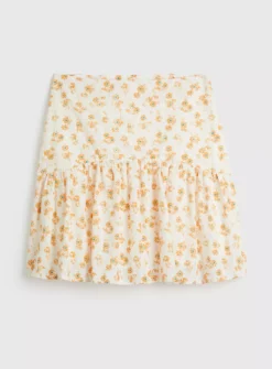 White & Orange Prairie Ruffle Skirt - 16 -GlamMode Store tuc142162195 White R Z003A