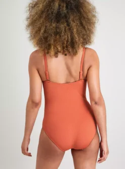 Rust V-Shape Textured Rib Swimsuit 26 -GlamMode Store tuc142163614 Red R Z005A 1