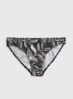 Mono Leaf Print Classic Bikini Bottoms 20 -GlamMode Store tuc142165097 Black R Z003A 1