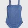 Blue Textured Stripe Swimsuit - 16