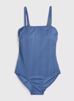 Blue Textured Stripe Swimsuit - 16