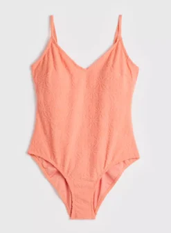 Orange Floral Towelling Swimsuit 26 -GlamMode Store tuc142167949 Orange R Z003A