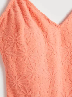 Orange Floral Towelling Swimsuit 26 -GlamMode Store tuc142167949 Orange R Z004A