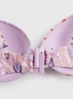 Lilac Aztec Print Moulded Cup Plunge Bikini Top - 38C