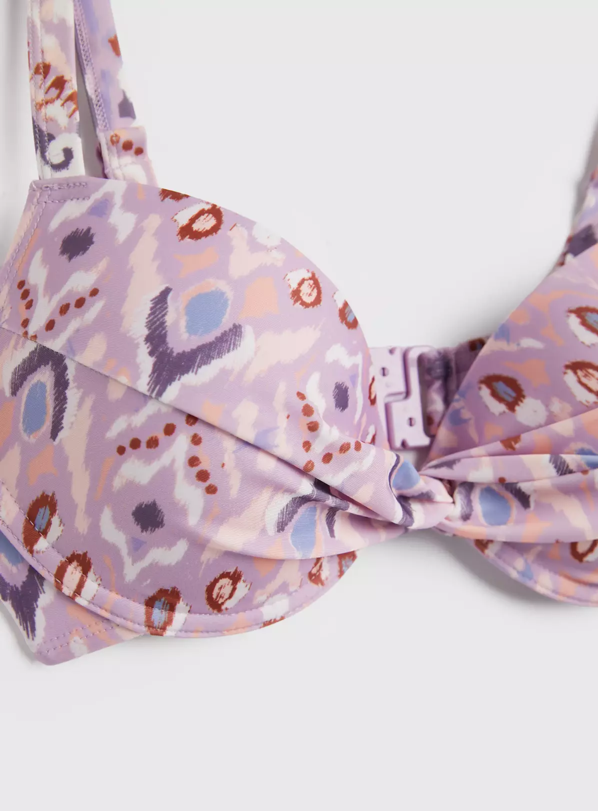 Lilac Aztec Print Moulded Cup Plunge Bikini Top - 38C 7 Lilac Aztec Print Moulded Cup Plunge Bikini Top - 38C - Image 5