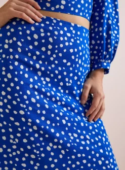 Everbelle Blue Dotty Coord Side Split Midaxi Skirt 10