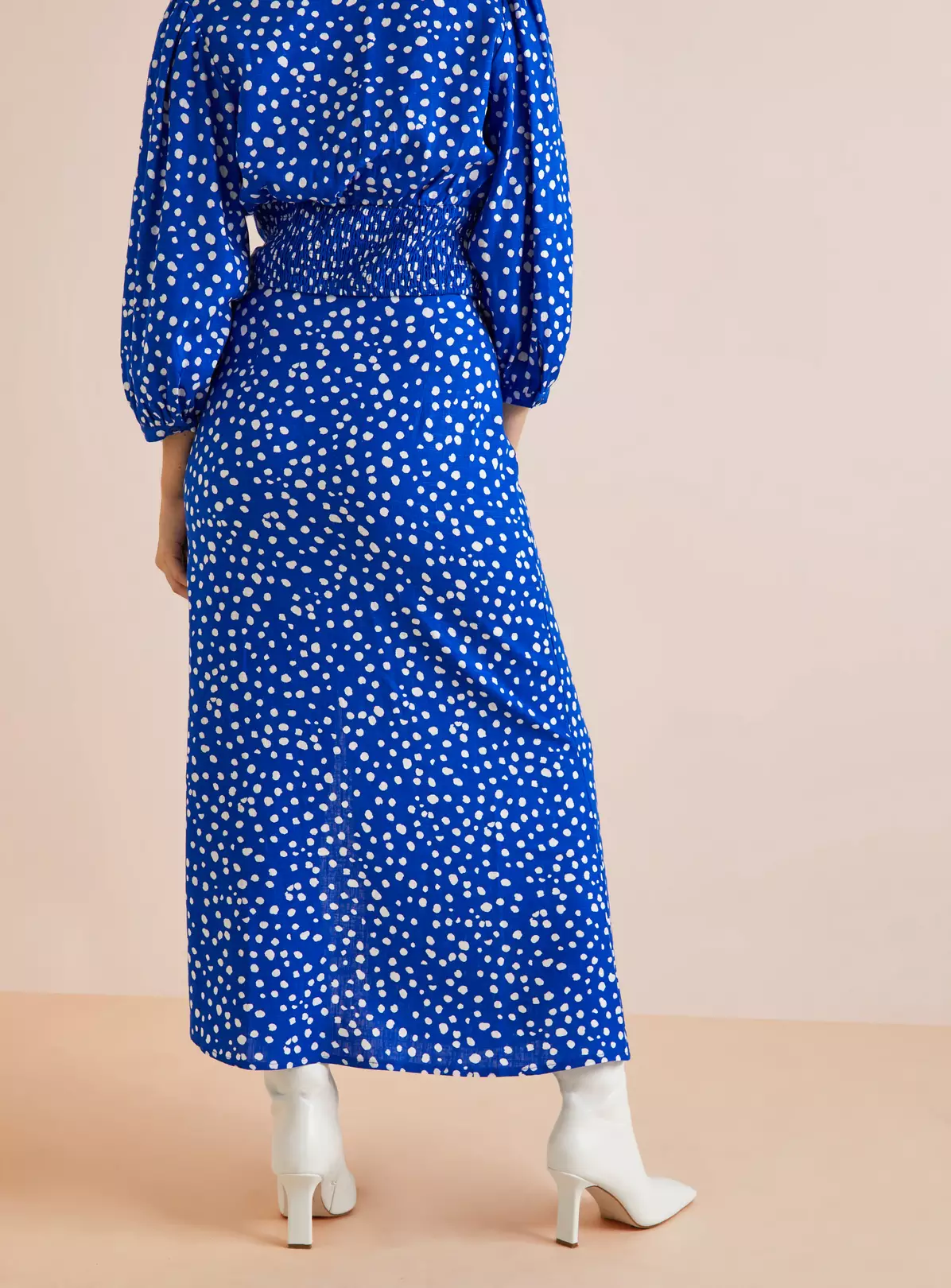 Everbelle Blue Dotty Coord Side Split Midaxi Skirt 18 4 Everbelle Blue Dotty Coord Side Split Midaxi Skirt 18 - Image 2