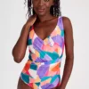Abstract Print Wrap Swimsuit18 -GlamMode Store tuc142358841 Multi20Coloured R Z002A