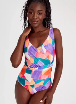 Abstract Print Wrap Swimsuit18