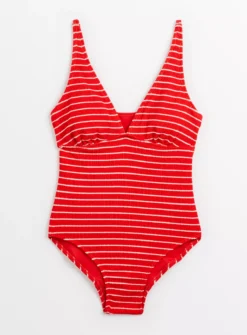 Red Stripe Medium Tummy Control Swimsuit 20 -GlamMode Store tuc142359107 Red R Z003A