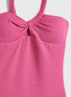 Pink Asymmetrical Textured Swimsuit 20 -GlamMode Store tuc142367748 Pink R Z004A