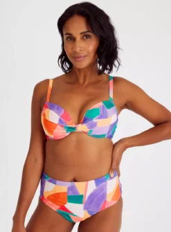 Pink Abstract Plunge Top 36DD -GlamMode Store tuc142374569 Multi20Coloured R Z001A