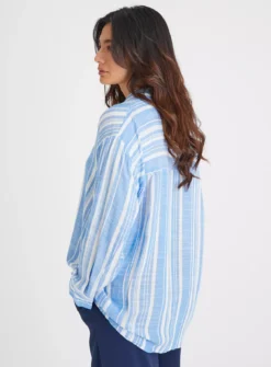 Blue & White Vertical Stripe Shirt 22