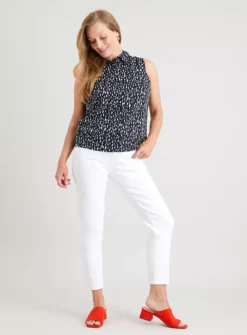 Mono Print Sleeveless Blouse 16 9 Mono Print Sleeveless Blouse 16 -GlamMode Store tuc142557058 Mono R Z002A