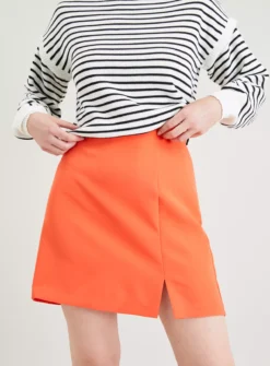 Orange Side Split Mini Skirt 10 -GlamMode Store tuc142670587 Orange R Z001A