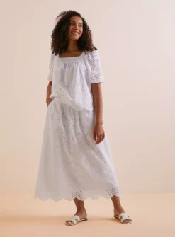 Everbelle White Broderie Maxi Coord Skirt 6