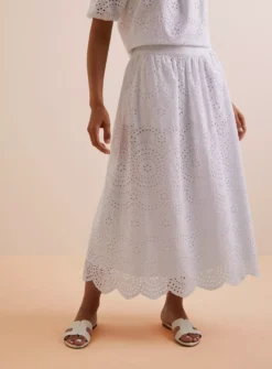 Everbelle White Broderie Maxi Coord Skirt 18 -GlamMode Store tuc142753518 White R Z002A 1
