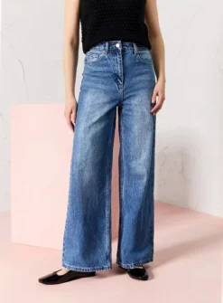 EVERBELLE Mid-Indigo Wide Leg Jeans 16 -GlamMode Store tuc142987947 Denim R Z002A