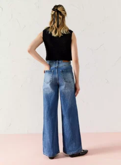 EVERBELLE Mid-Indigo Wide Leg Jeans 16 -GlamMode Store tuc142987947 Denim R Z004A
