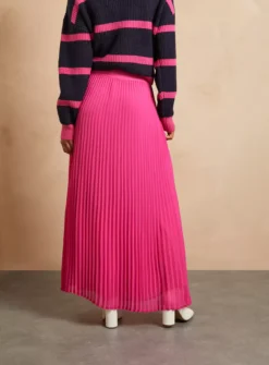 EVERBELLE Pink Chiffon Pleated Maxi Skirt 16 -GlamMode Store tuc142990038 Pink R Z004A