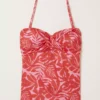 FATFACE Ikat Leaves Tankini Top - 20 -GlamMode Store tuc143030194 Bright20Pink R Z006A
