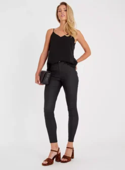Black Coated Trousers 8L -GlamMode Store tuc143053847 Black R Z002A