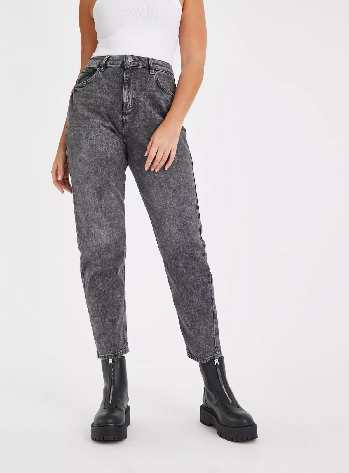 Charcoal Wash Mom Jeans 12R 3 Charcoal Wash Mom Jeans 12R