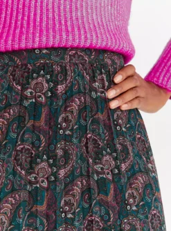 Green Paisley Pleated Midi Skirt 20 -GlamMode Store tuc143089516 Navy R Z003A 1