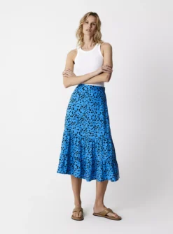 FINERY Dawn Blue Animal Midi Skirt 16 -GlamMode Store tuc143099167 Blue R Z001A