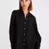 Black Diamonte Button Oversized Shirt 12 2 Black Diamonte Button Oversized Shirt 12 -GlamMode Store tuc143110266 Black R Z001A