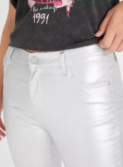 Metallic Silver Skinny Fit Jeans 18 -GlamMode Store tuc143169663 Silver R Z003A 1