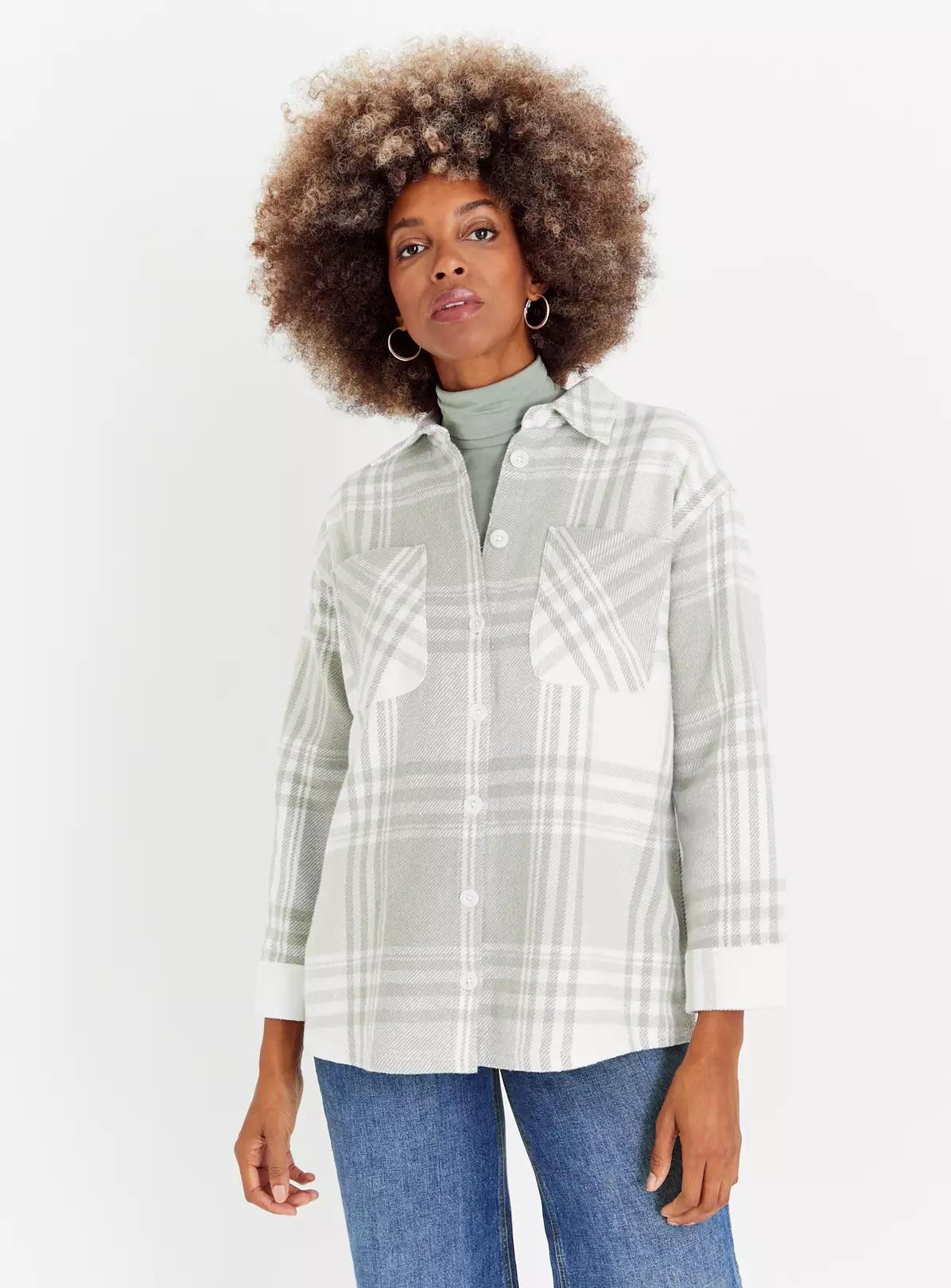 Cream Brushed Check Overshirt 14 4 Cream Brushed Check Overshirt 14 - Image 2