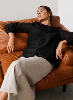 For All The Love Black Border Organza Tie Neck Blouse 8