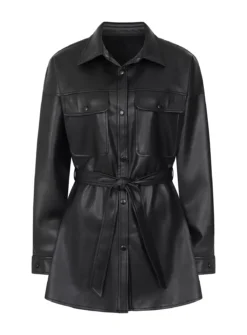 VOGUE WILLIAMS Black Pu Shirt 14 10 VOGUE WILLIAMS Black Pu Shirt 14 -GlamMode Store tuc143292127 Black R Z004A